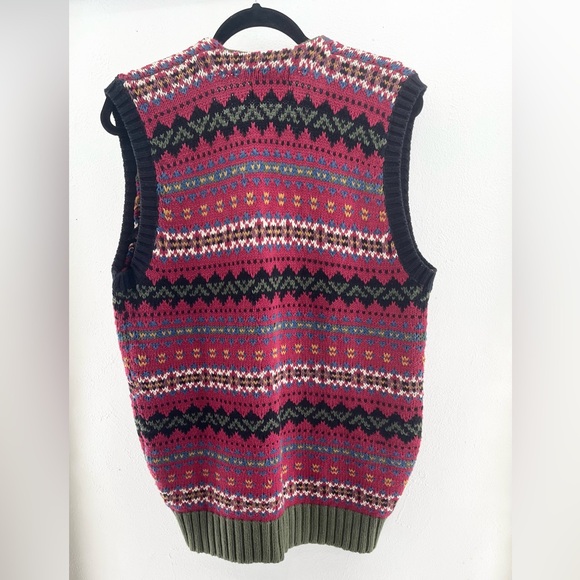 Vintage Woven Knit Button Down Cricket Vest 100% Cotton Oversized Large - Picture 2 of 4